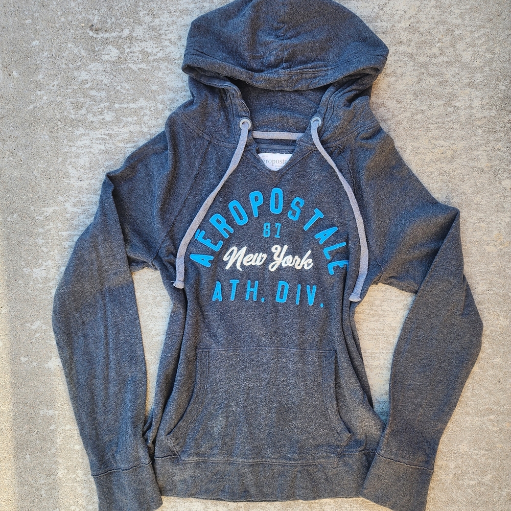 Y2K Aero Aeropostale Dark Gray Lightweight Hoodie, Sz L‎